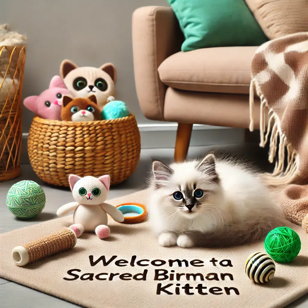 Chaton Sacré de Birmanie explorant son nouveau foyer, illustrant comment bien préparer son arrivée"